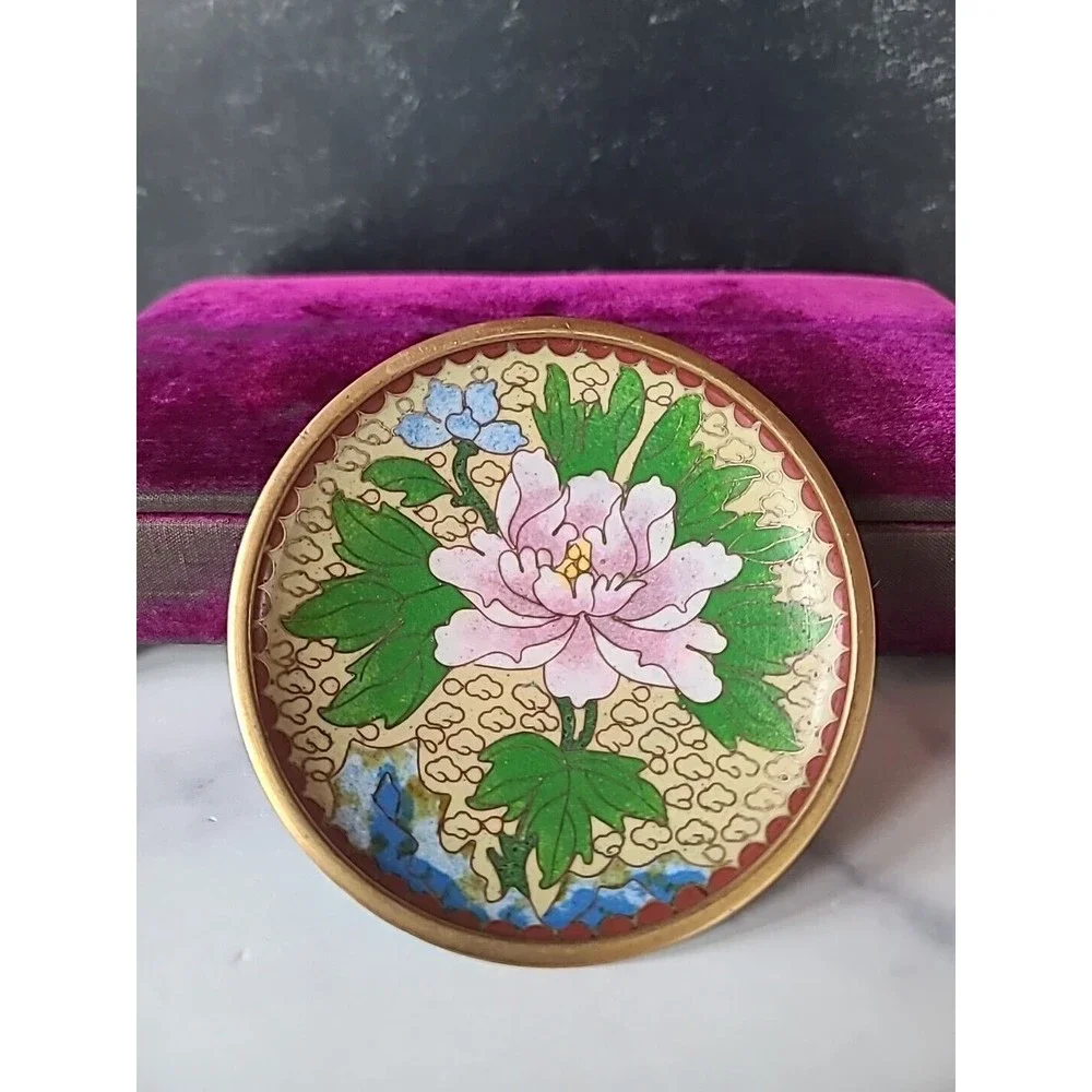 Vintage Cloisonne Floral Saucer Plate